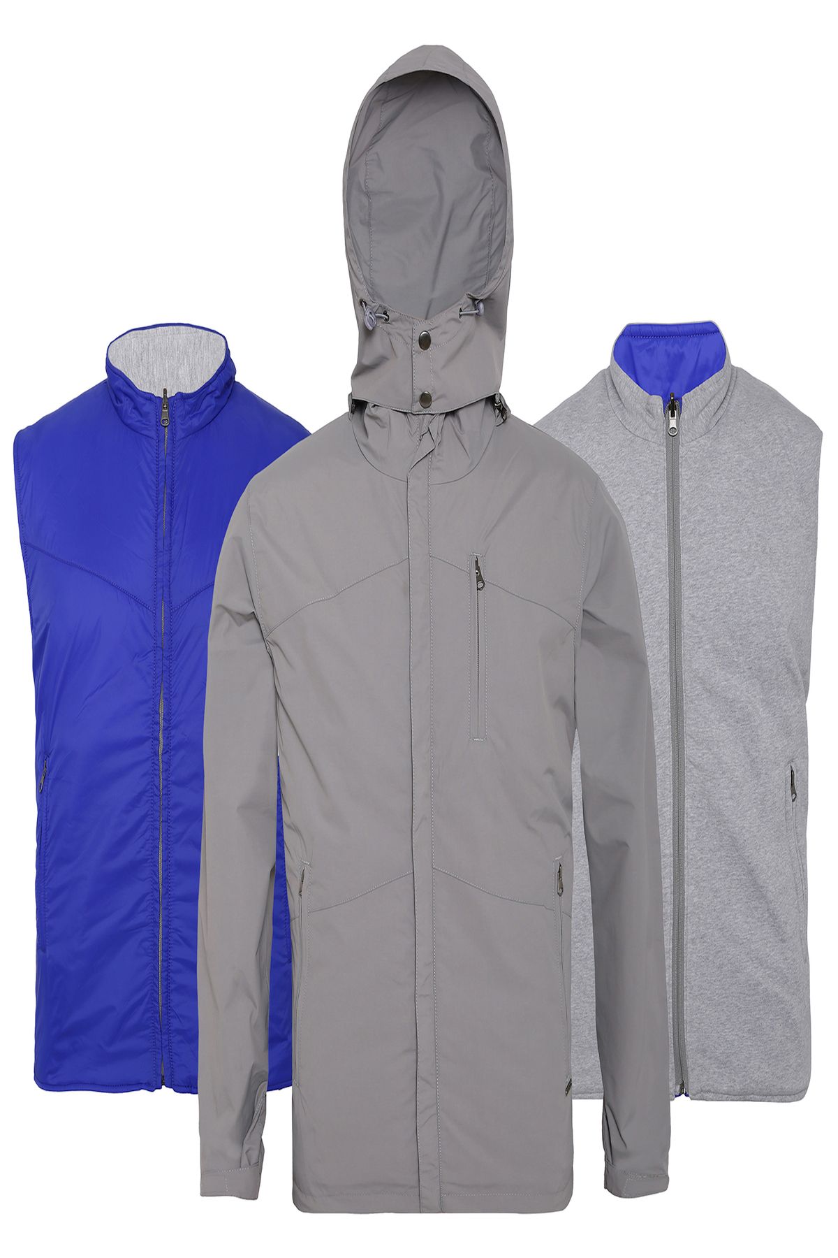 Men's Grey Waterproof 4-in-1 Jacket